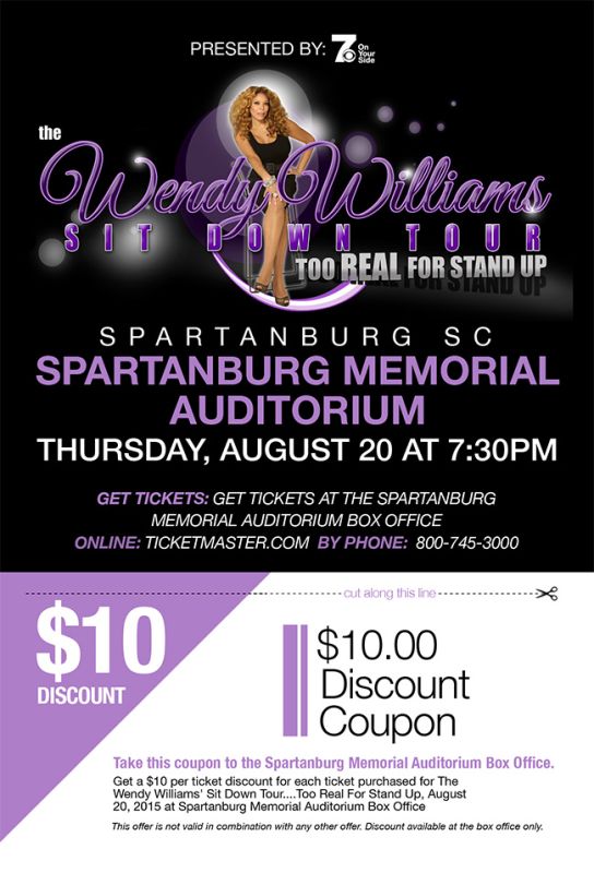 Get Your $10 Discount Coupon to The Wendy Williams Sit Down Tour | 105 ...