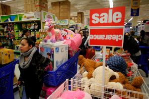 Torrance, California November 22, 2012 Black Friday shoppers lined up and rushed into a Torrance Toy