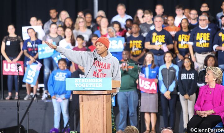 Pharrell at Hillary Clinton Rally In Raleigh