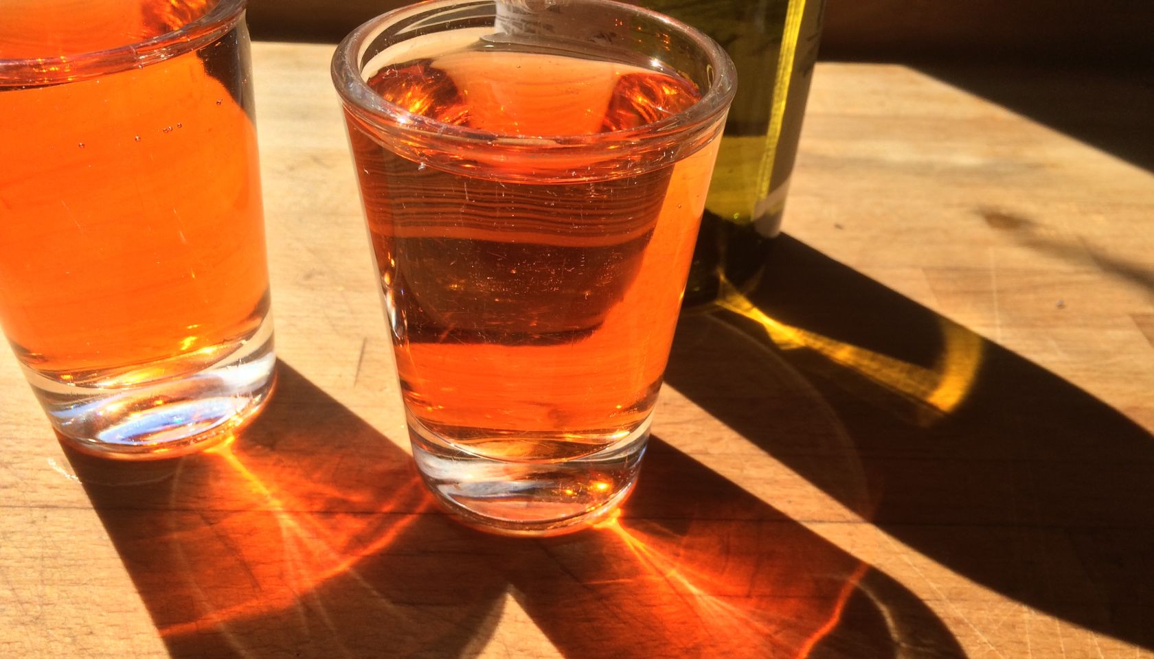 High Angle View Of Beer Glasses On Table