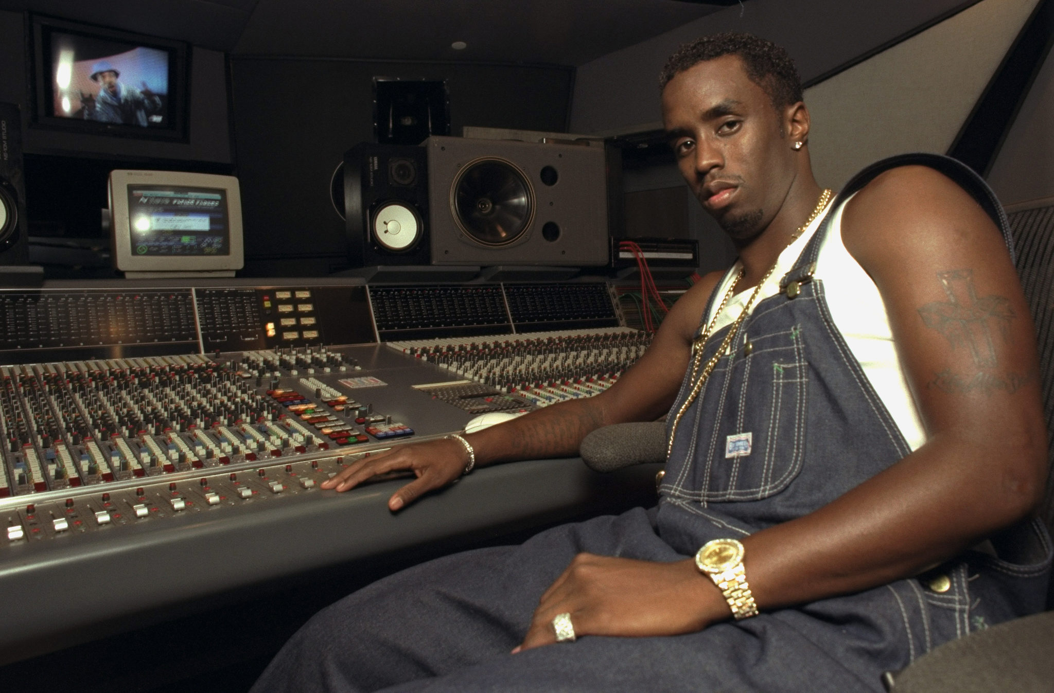Sean 'Puffy' Combs in recording studio on 44th St.