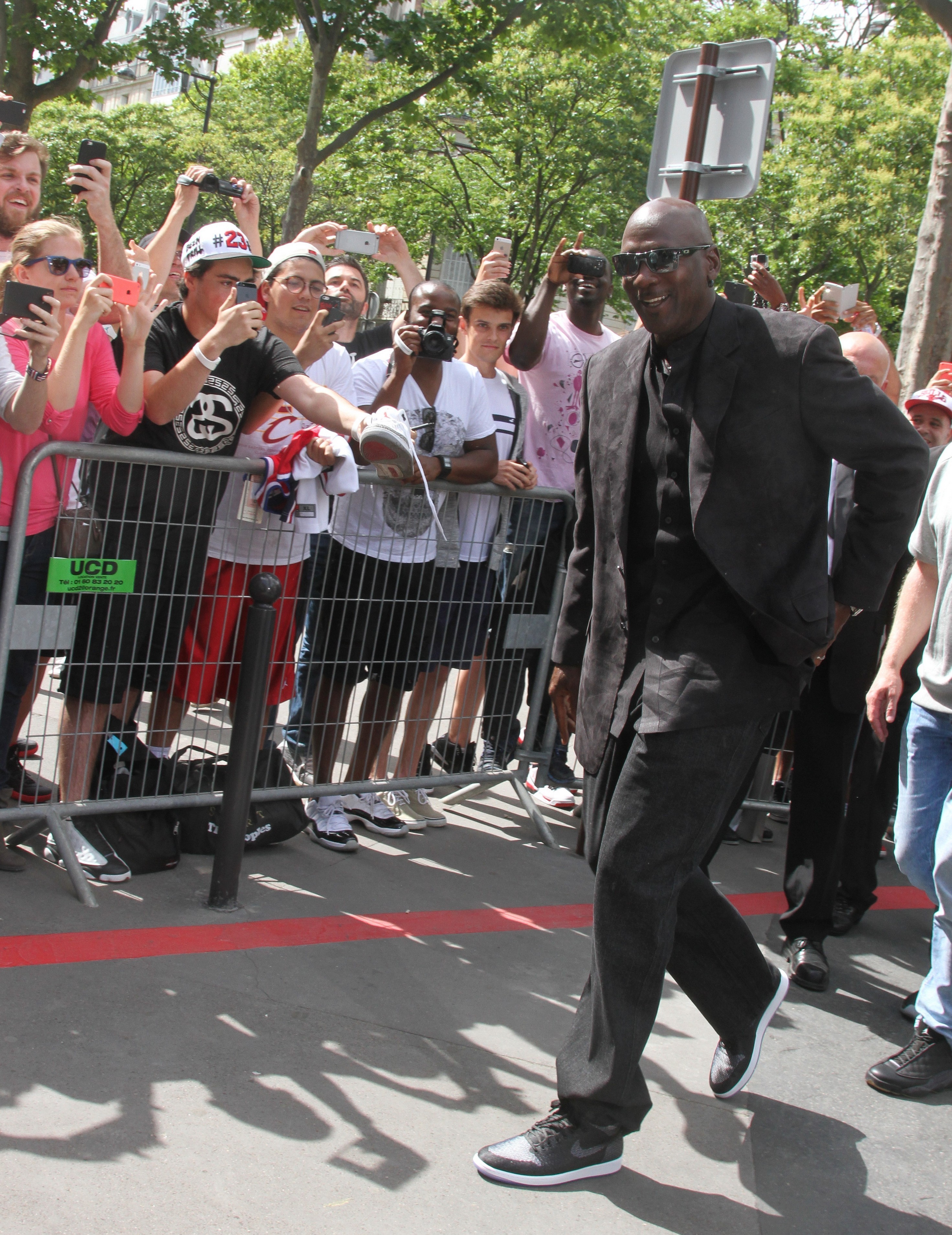 Michael Jordan arrives at Palais de Tokyo for a press conference