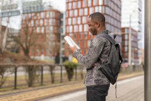 Young man reading