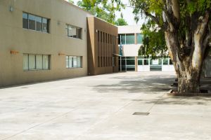 Empty school courtyard