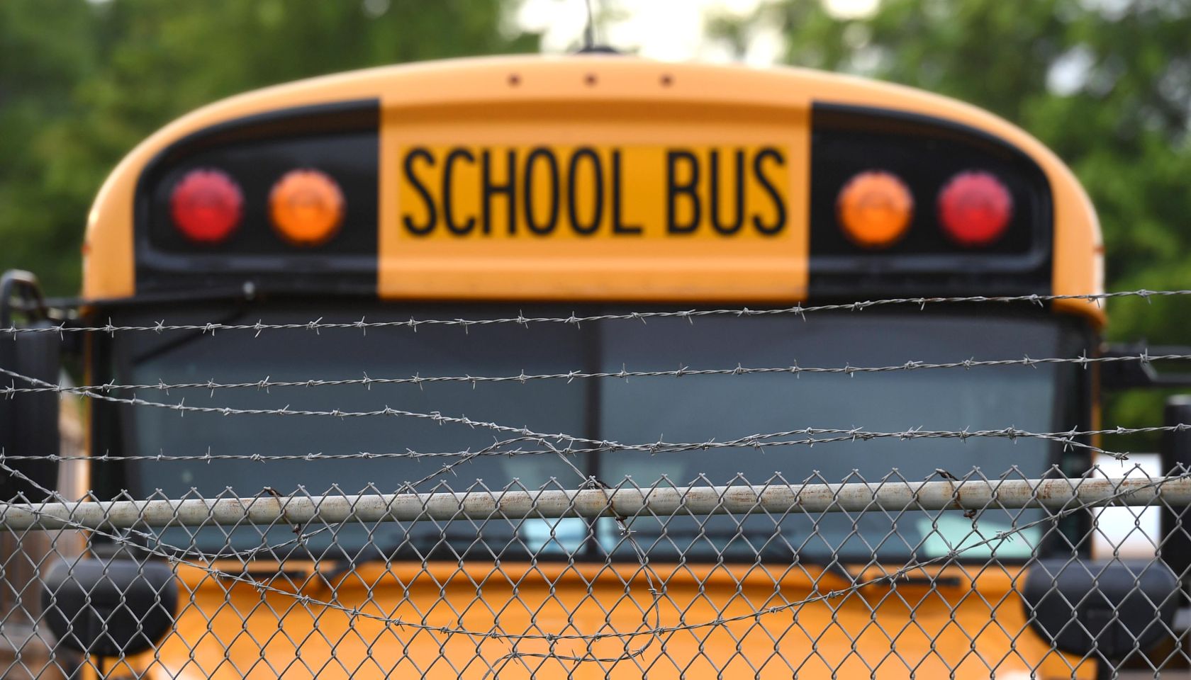 Dormant School Busses as Broward County School Board Continues Reopening Discussions