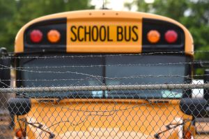 Dormant School Busses as Broward County School Board Continues Reopening Discussions