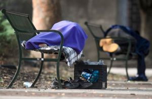 Homeless People Sleeping on Penn Street In Reading Pennsylvania