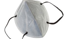 Grey N95/FFP2 face mask for protection during pandemic.