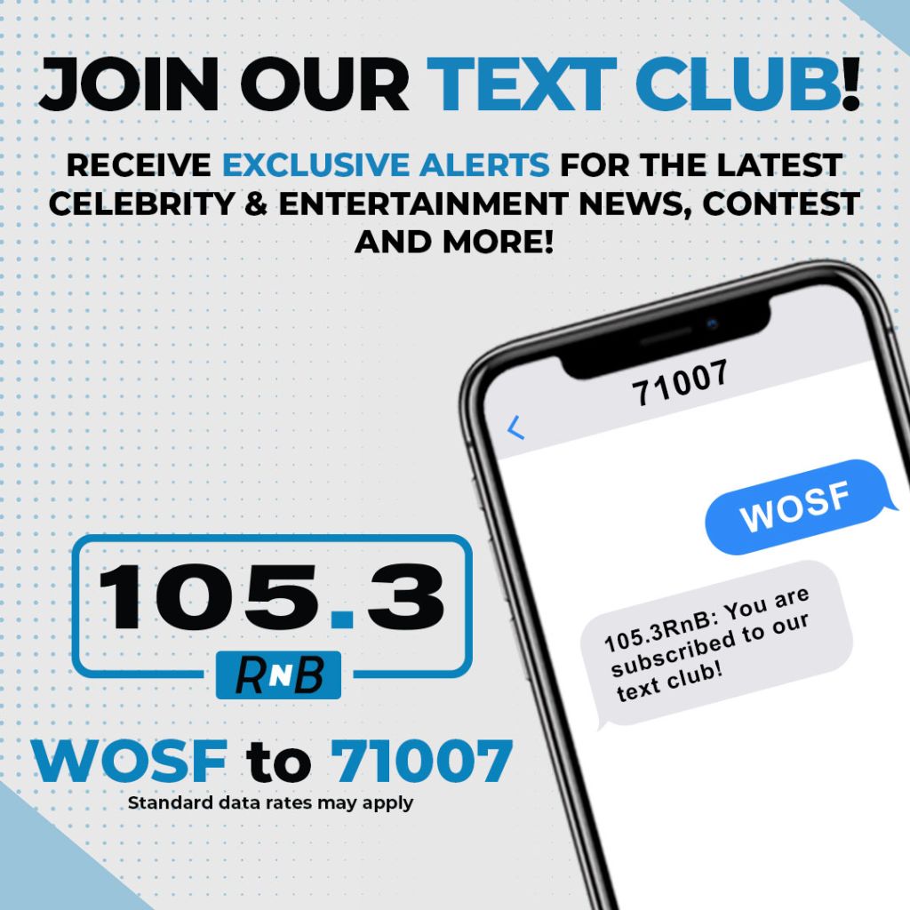 105.3 RnB text club graphics