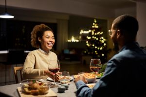 Happy Couple Enjoying Dinner At Home