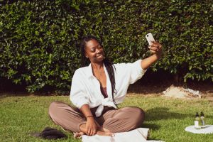 African American woman taking a selfie