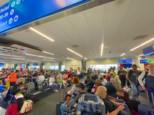 Crowded gate area, Los Angeles