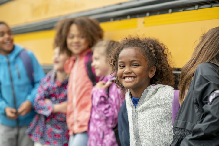 Lining Up for the School Bus