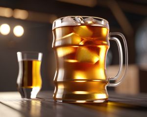 Close-up of beer glass on table,Canoga Park,United States,USA