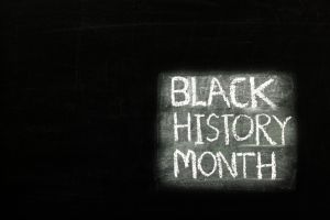 Black history month text in black background.