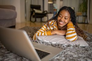 Woman working from home