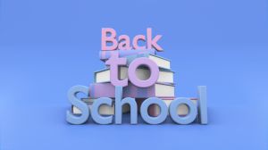 Soon to school concept 3d render. Back to School. Set is bag, books, pencil 3d render
