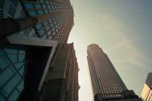 Dramatic windows and arches on Charlotte city buildings