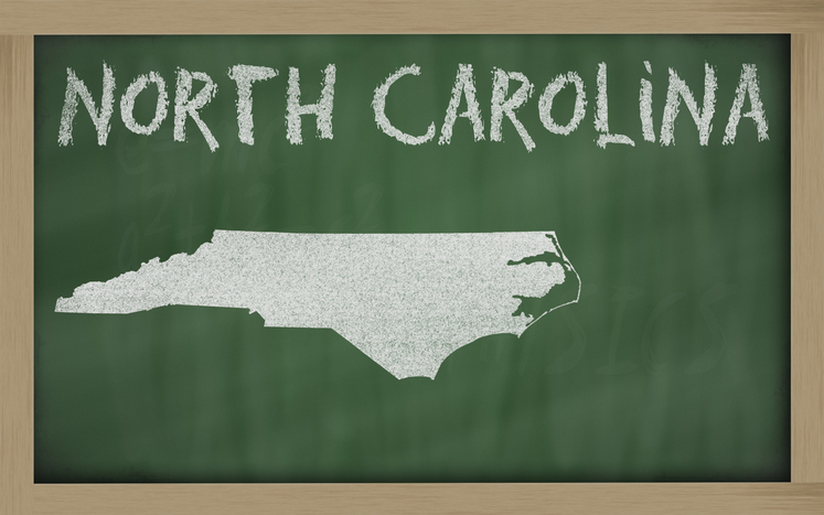 outline map of north carolina on blackboard