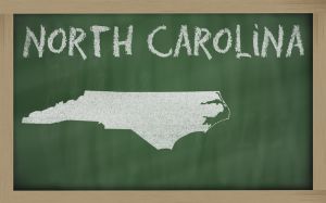 outline map of north carolina on blackboard