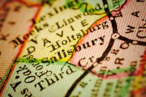 Salisbury, North Carolina on an Antique map