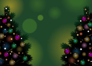 Christmas trees on a green background