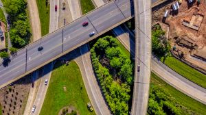 High angle view of road amidst trees,Charlotte,North Carolina,United States,USA