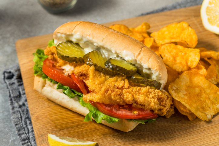 Southern Homemade Catfish Poboy Sandwich