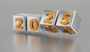 New year holiday concept. Cubes with number 2025 replace 2024