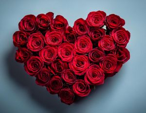 Red Roses in Heart Shaped Bouquet