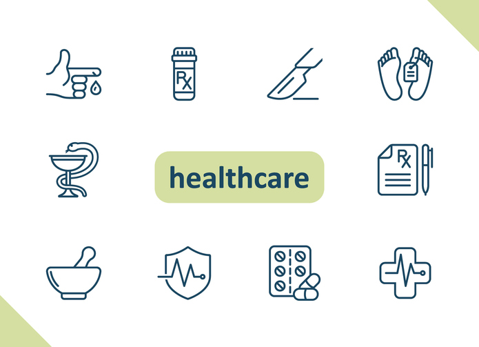 Healthcare icons. Health care, hospital, medical vector icon set