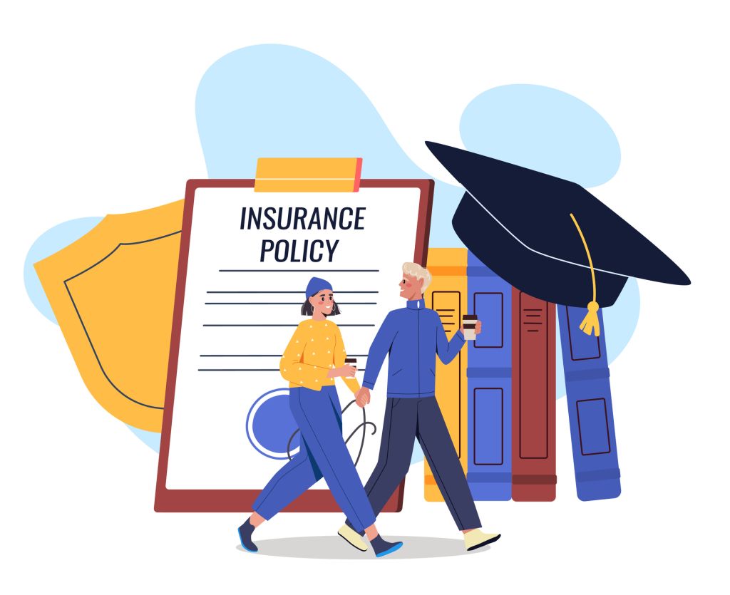 Student insurance policy concept illustration. Vector illustration