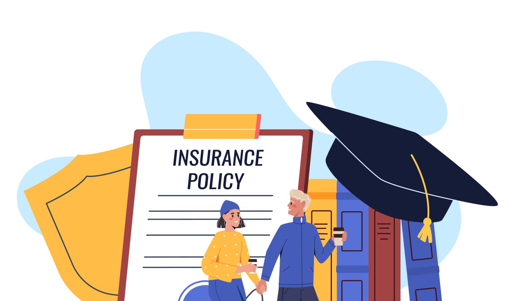 Student insurance policy concept illustration. Vector illustration