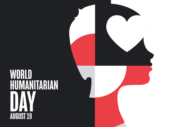 World Humanitarian Day. August 19. Holiday concept. Template for background, banner, card, poster with text. Vector EPS10 illustration.