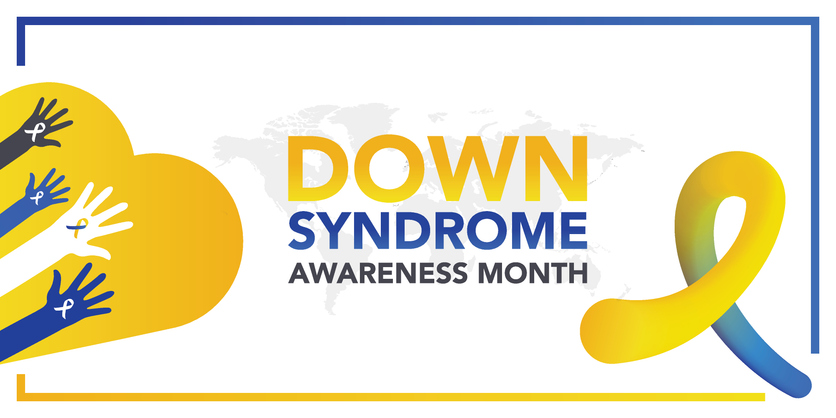 Down Syndrome awareness month is observed every year in October, it is a condition in which a person has an extra chromosome, they are small packages of genes in the body. vector illustration