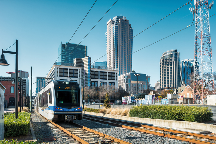 Downtown Charlotte North Carolina Light Rail Streetcar
