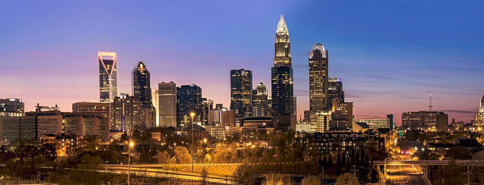 Charlotte North Carolina Downtown Skyline at Blue Hour