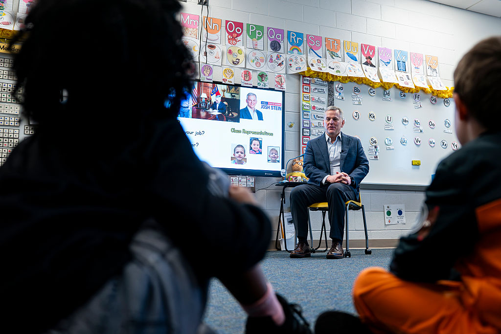 Josh Stein, Governor of North Carolina, visits a school during a Read Across America Day