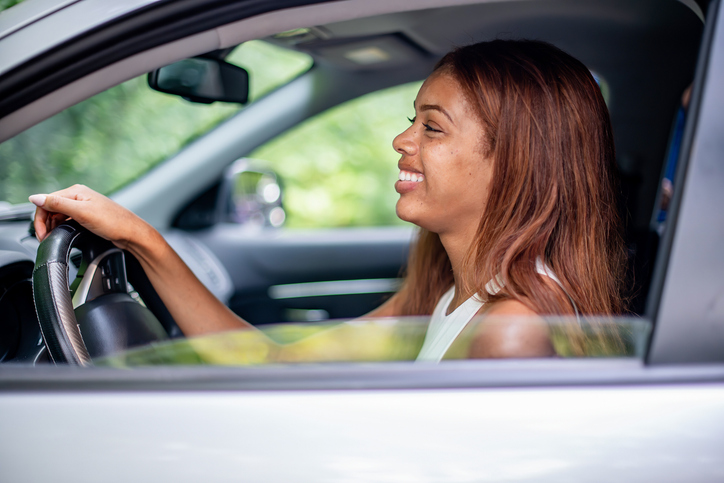 Female driving in the country